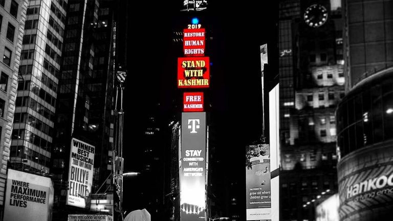 ‘Free Kashmir’ lights up Times Square ahead of Modi, Imran UN address in New York