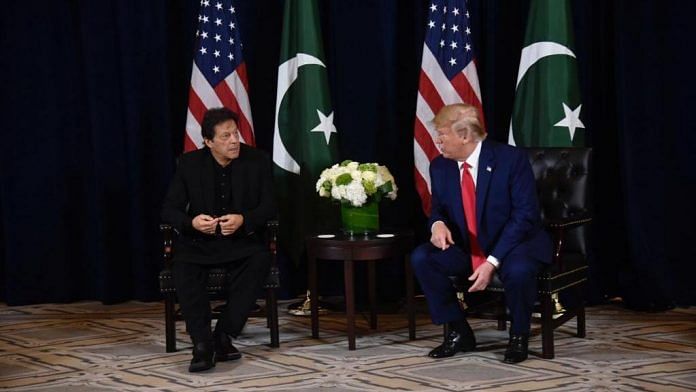 Pakistan PM Imran Khan and US President Donald Trump in New York on Monday | Twitter: @MoIB_Official