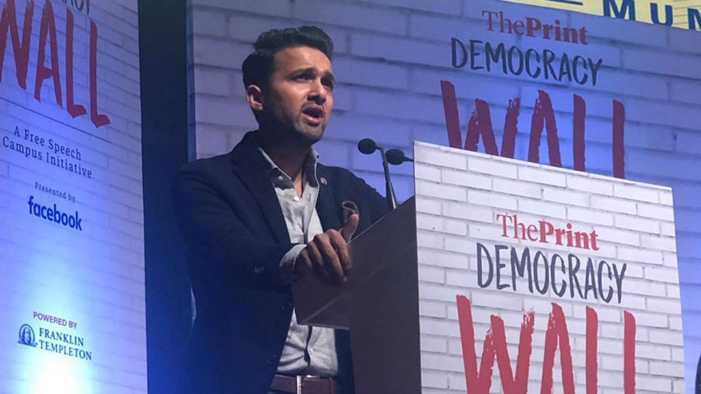 Yatin Shah, Co-Founder of IIFL Investment Managers, speaks at Democracy Wall in Mumbai Friday | Sharwari Shetye | ThePrint