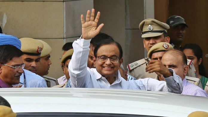 P Chidambaram after being produced at a CBI court in the INX media case, in New Delhi on 30 August. | Photo: Suraj Singh Bisht | ThePrint