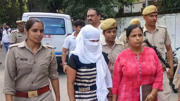 The woman law student, who alleged BJP leader Chinmayanand of sexual misconduct and harassment, outside a local court in Shahjahanpur, Tuesday, Sept. 24, 2019. | PTI