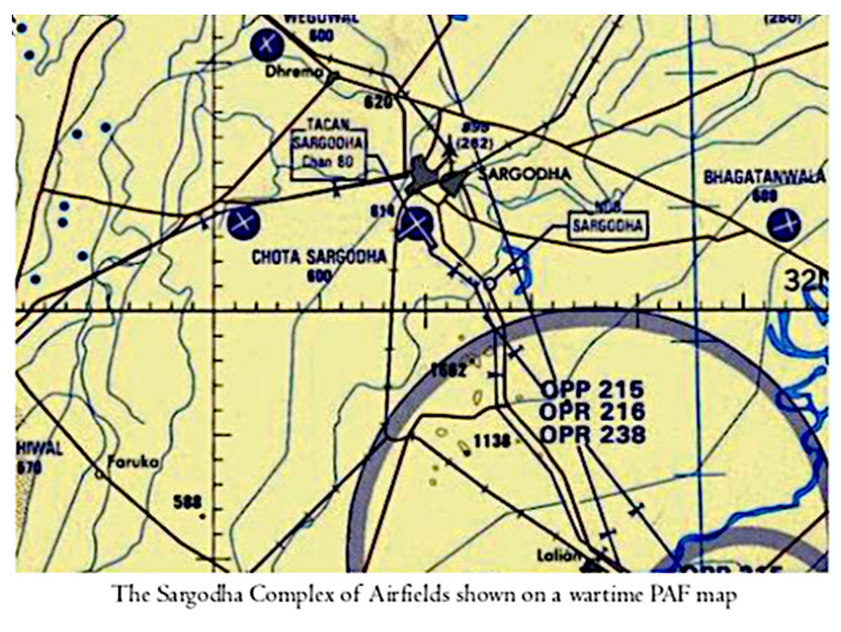 The Sargodha complex of airfields shown on a wartime PAF map | Map: By special arrangement 