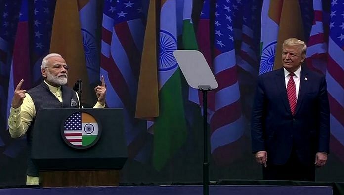 Narendra Modi shares the stage with Donald Trump at Howdy Modi! in Houston, Texas. | ANI