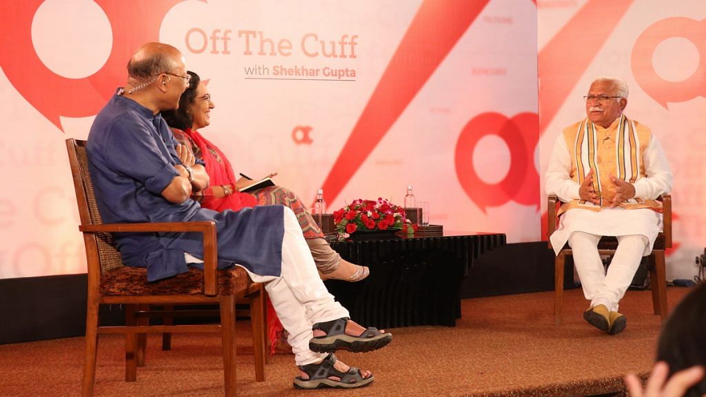 Haryana chief minister M.L. Khattar at Off The Cuff in Chandigarh. | ThePrint