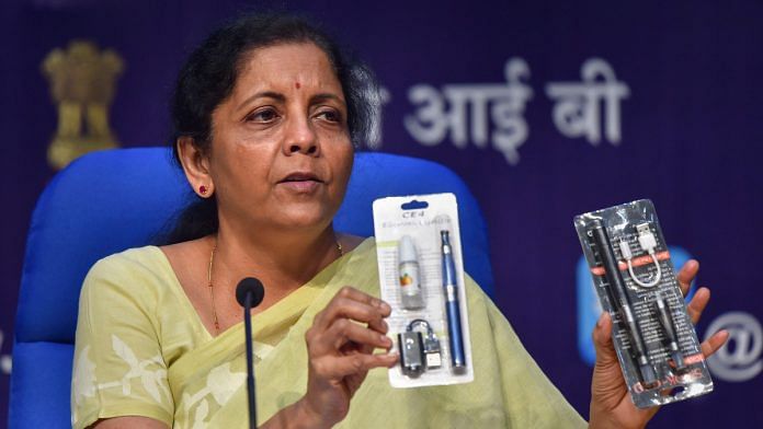 Union Finance Minister Nirmala Sitharaman during a press conference in New Delhi. | PTI