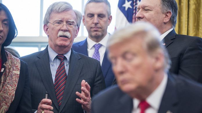John Bolton, former national security advisor, speaks before U.S. President Donald Trump signs a memorandum establishing the Women's Global Development and Prosperity Initiative (W-GDP) in the Oval Office of the White House. | Photographer: Zach Gibson | Bloomberg