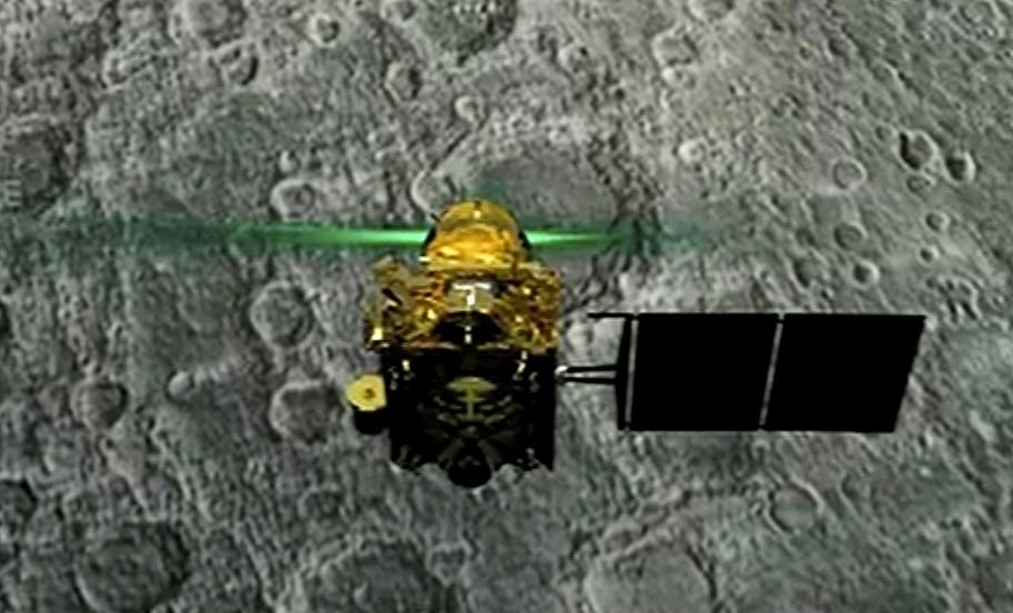 Screen grab of Chandrayaan-2's Vikram module taken before the final moon landing. | PTI Photo