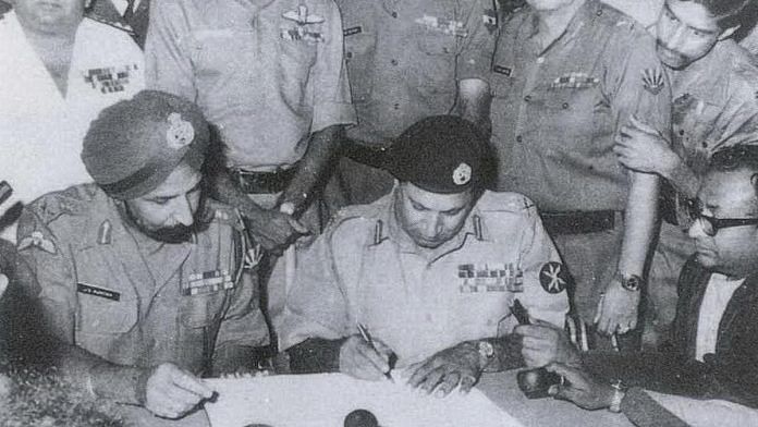 Pakistan Army signing the Instrument of Surrender in Dhaka in 1971