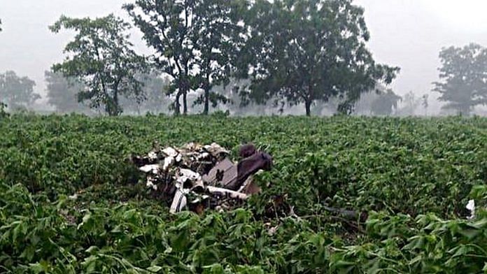 Remains of the Cessna 172 aircraft that crashed at Vikarabad in Telangana on Sunday | ANI