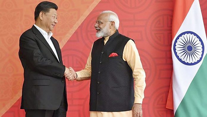 File photo of PM Narendra Modi with Chinese President Xi Jinping, at Fisherman's Cove in Kovalam near Mamallapuram, October 2019 | Photo: Twitter | PTI