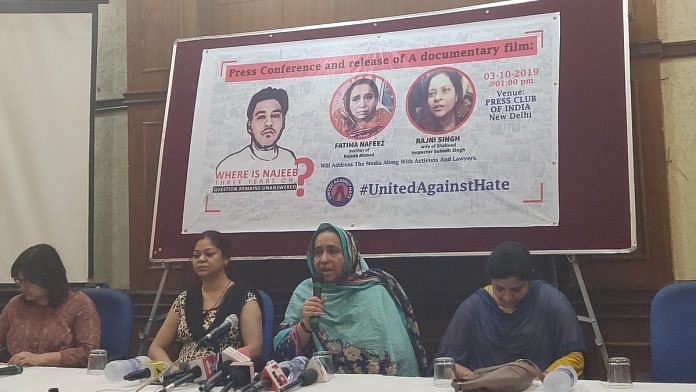 Fatima Nafees (centre) and Rajni Singh (Right) at the press conference | Photo- Fatima Khan | ThePrint