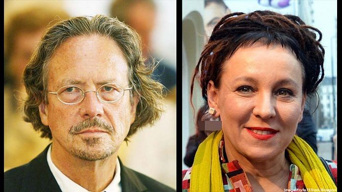 Peter Handke and Olga Tokarczuk | Photo: NobelPrize | Twitter