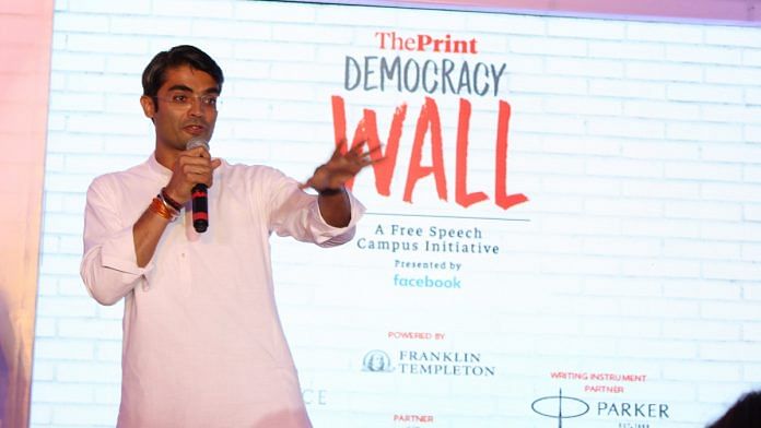 Congress spokesperson and supreme court advocate Jaiveer Shergill said speaking at ThePrint’s Democracy Wall at NALSAR | ThePrint
