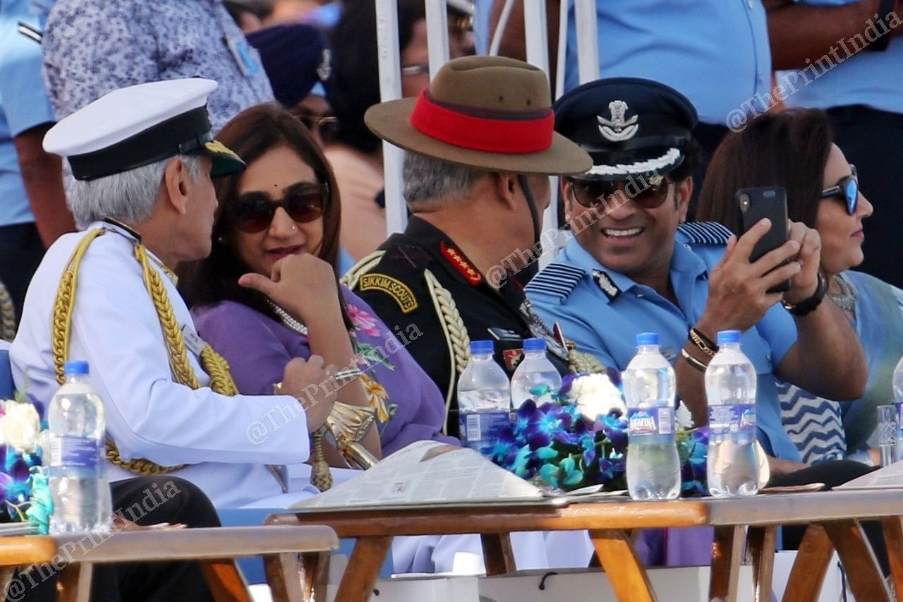 Indian batsman Sachin Tendulkar, who was conferred with the honorary rank of Group Captain during 83rd Air Force Day, was at the 87th Air Force Day celebration on 8 October 2019 | Photo: Suraj Singh Bisht | ThePrint
