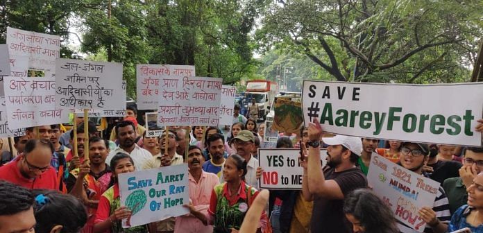 A protest to save Aarey prior to the Bombay High Courts order that allowed for the felling of trees