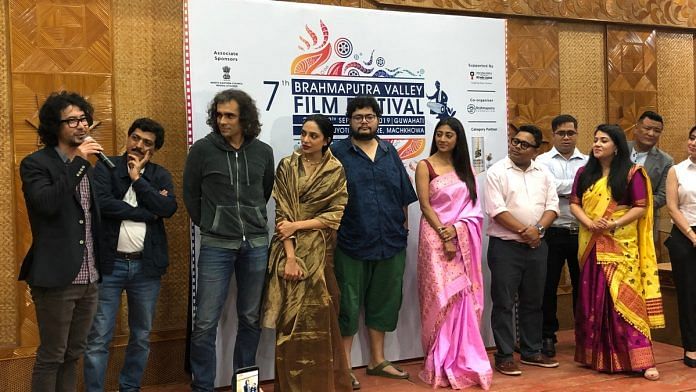 Director Nicholas Kharkongor (extreme left) with Imtiaz Ali (third from left) and Sobhita Dhulipala (fourth from left) along with others at the Brahmaputra Valley Film Festival