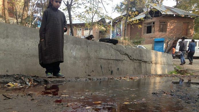 A pool of blood in Kutroosa village in Kulgam, after terrorists killed 5 labourers | Photo: Azaan Javaid | ThePrint