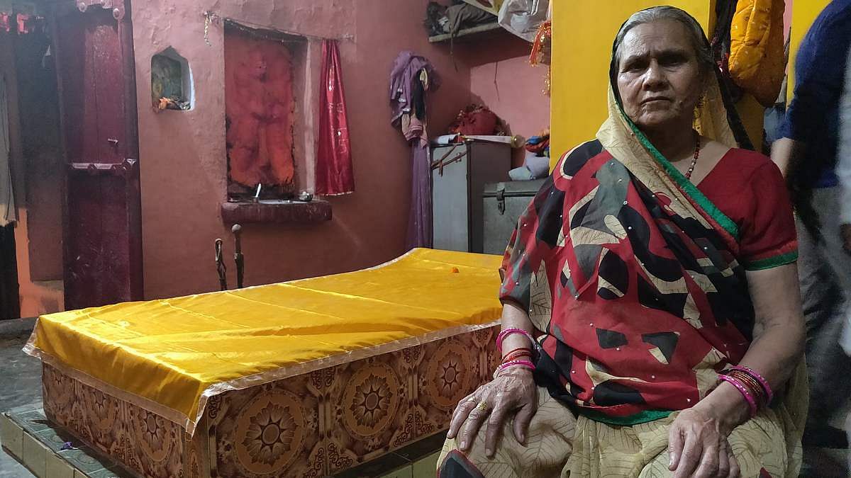 Kamlesh Tiwari's mother, Kusum, at their residence Janki temple in Mahmudabad. | Photo: Ananya Bhardwaj/ThePrint
