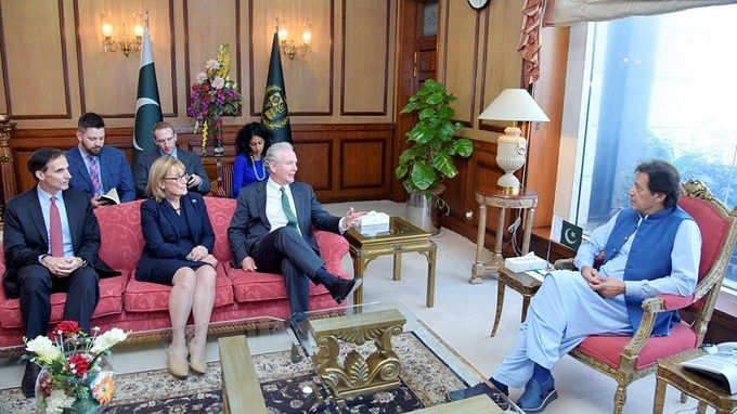 Senator Maggie Hassan (second from left) meeting with Pakistan PM Imran Khan