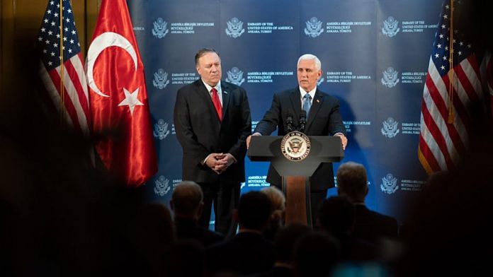 US Vice President Mike Pence and Secretary of State Mike Pompeo announcing the ceasefire | Twitter | @VP