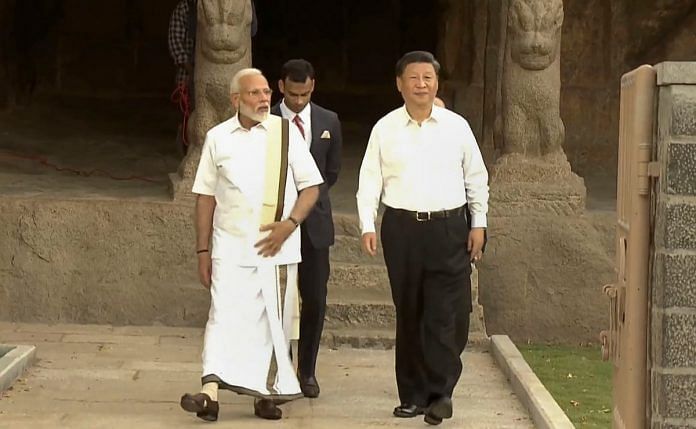 Prime Minister Narendra Modi with Chinese President Xi Jinping in Mamallapuram | PTI