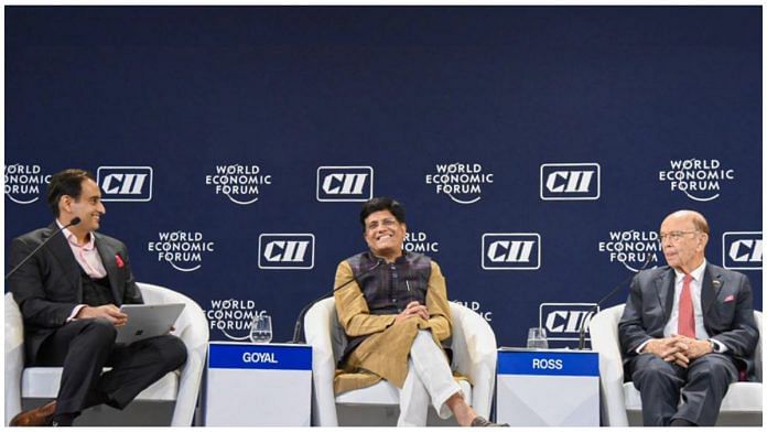 Piyush Goyal (centre) with Wilbur Ross (right)