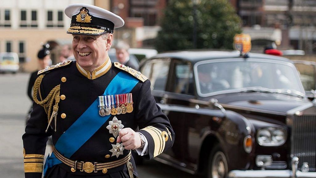 Prince Andrew, Duke of York arrives for a reception at the Honourable Artillery Company following the Afghanistan service of commemoration at St Paul's Cathedral | Getty image via Bloomberg