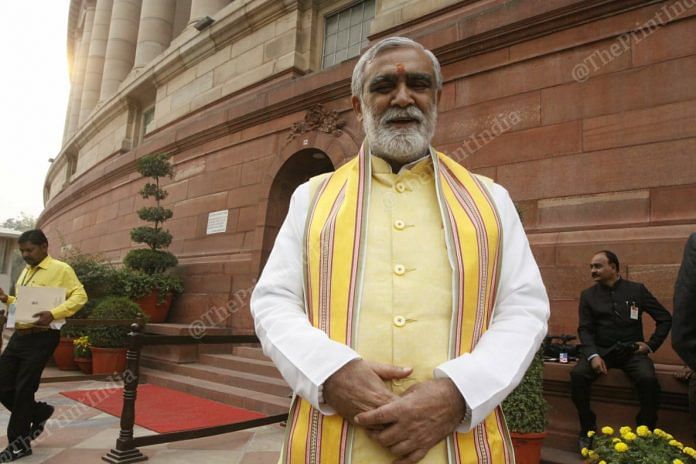 Minister of State Health and Family Welfare Ashwini Kumar Choubey outside Parliament