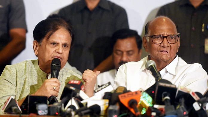 Sharad Pawar along with Ahmed Patel during a joint press conference in Mumbai | PTI
