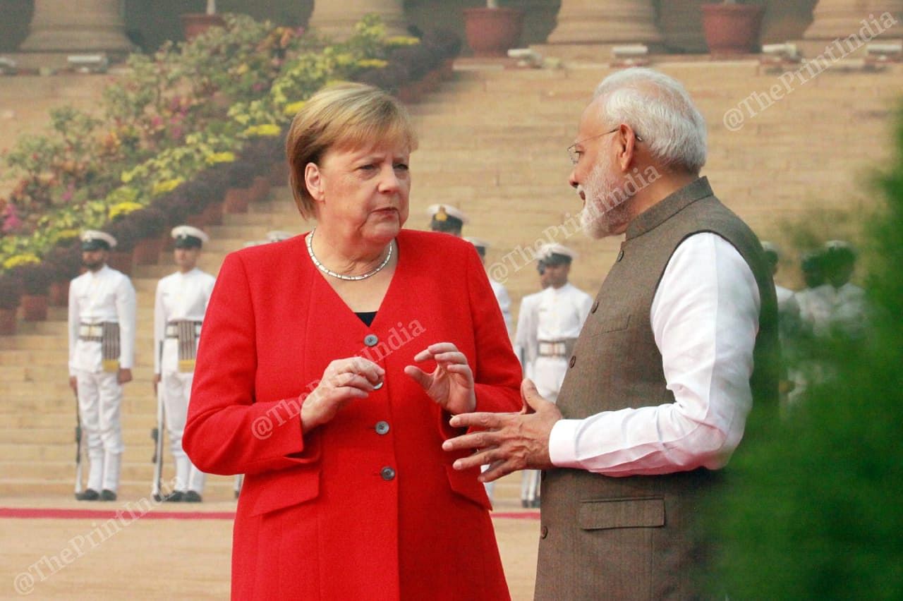 Angela Merkel and Narendra Modi are supposed to discuss a host of bilateral issues, after which she will also meet President Ram Nath Kovind | Photo: Praveen Jain | ThePrint