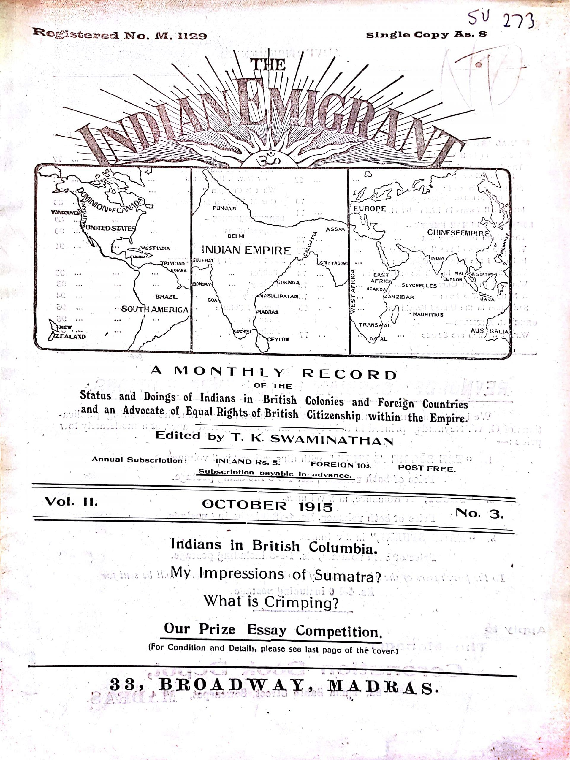 Indian Emigrant, Vol 2, 1915-1916