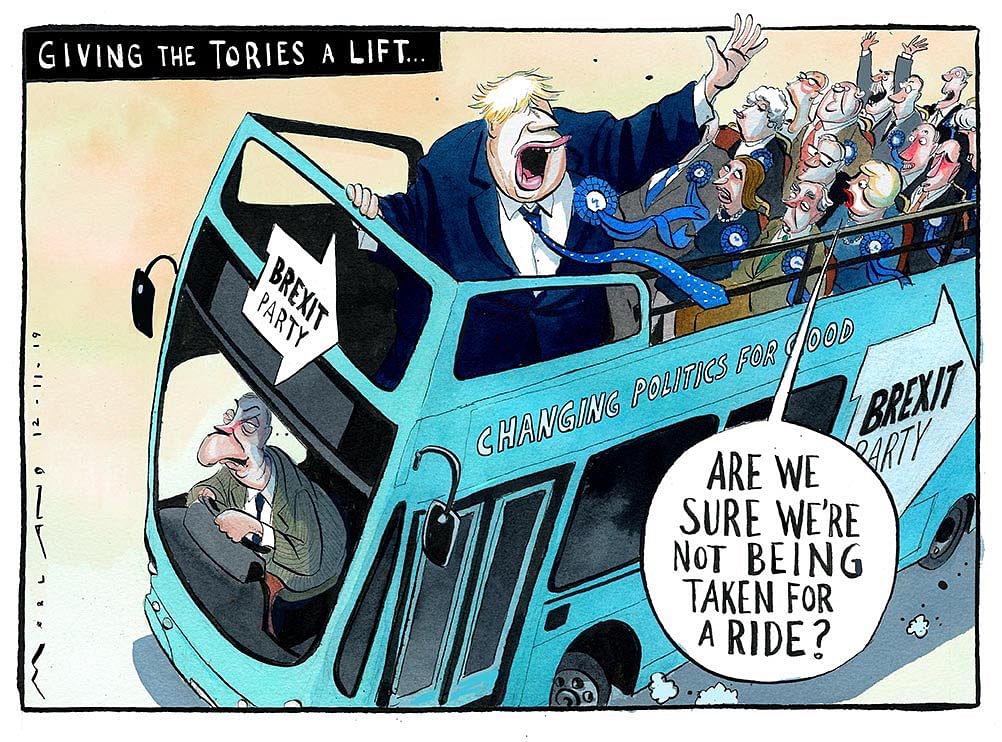 Morten Morland Boris Johnson Brexit Party cartoon