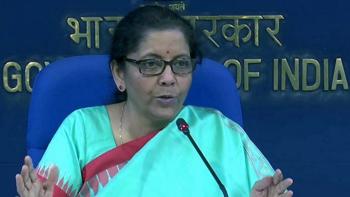 Finance minister Nirmala Sitharaman announcing the cabinet decision on disinvestment Wednesday
