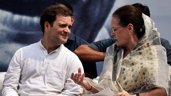Former Congress president Rahul Gandhi with interim chief Sonia Gandhi