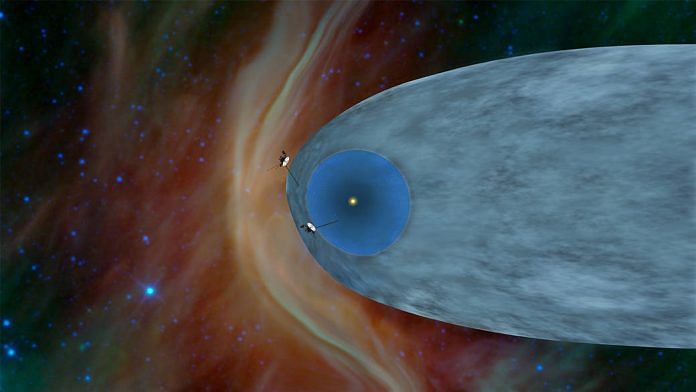 An artist's concept shows the general locations of NASA's two Voyager spacecraft | Credit: NASA/JPL-Caltech