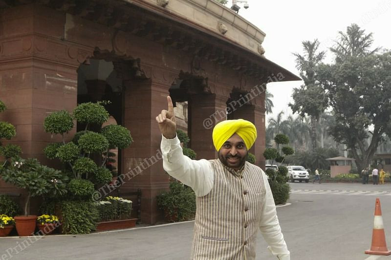 Lok Sabha MP from Sangrur Bhagwant Mann outside Parliament