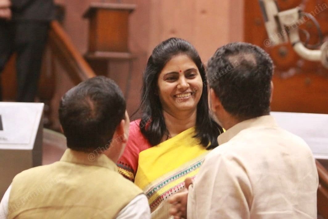 MP from Mirzapur Anupriya Patel coming outside the Parliament