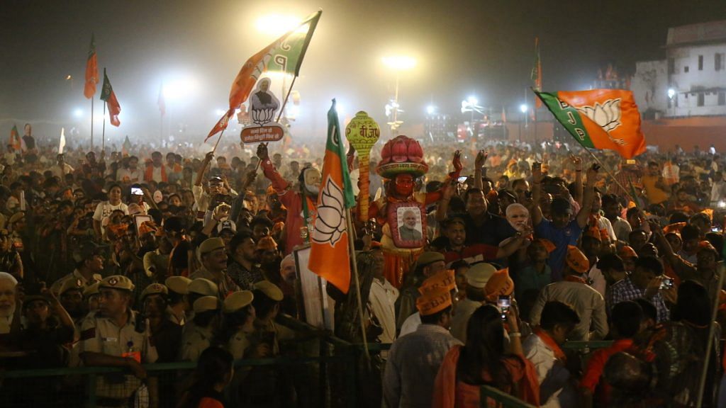 BJP supporters at a rally | Photo: Suraj Singh Bisht | ThePrint