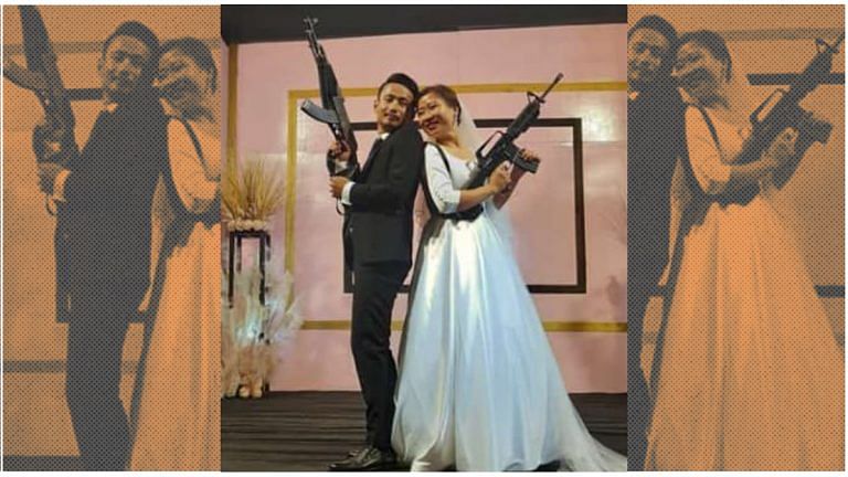 Guests ‘shocked at audacity’ as Naga rebel leader’s son, bride flaunt rifles at reception