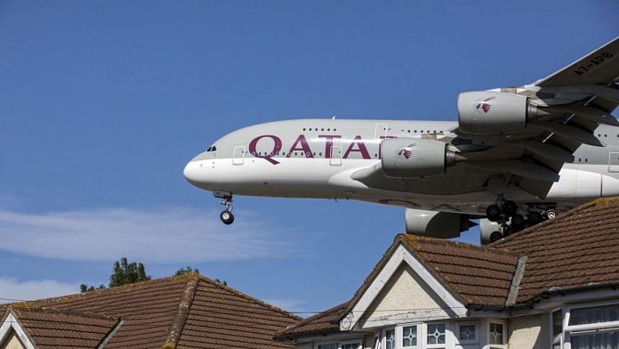 File photo of a passenger aircraft, operated by Qatar Airways, in London