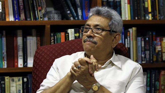 Gotabaya Rajapaksa, Sri Lanka's former secretary of defense, speaks during an interview at his home in Colombo, Sri Lanka. | Photographer: Tharaka Basnayaka | Bloomberg