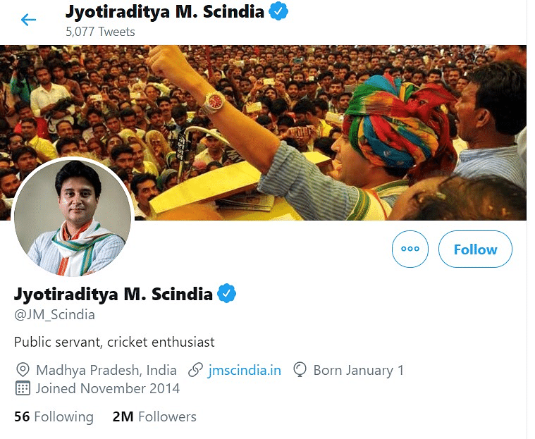 Scindia's new Twitter bio | Twitter
