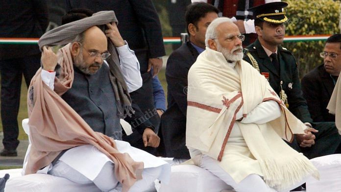 PM Narendra Modi with Home Minister Amit Shah at Atal Bihari Vajpayee memorial | Photo: Praveen Jain | ThePrint