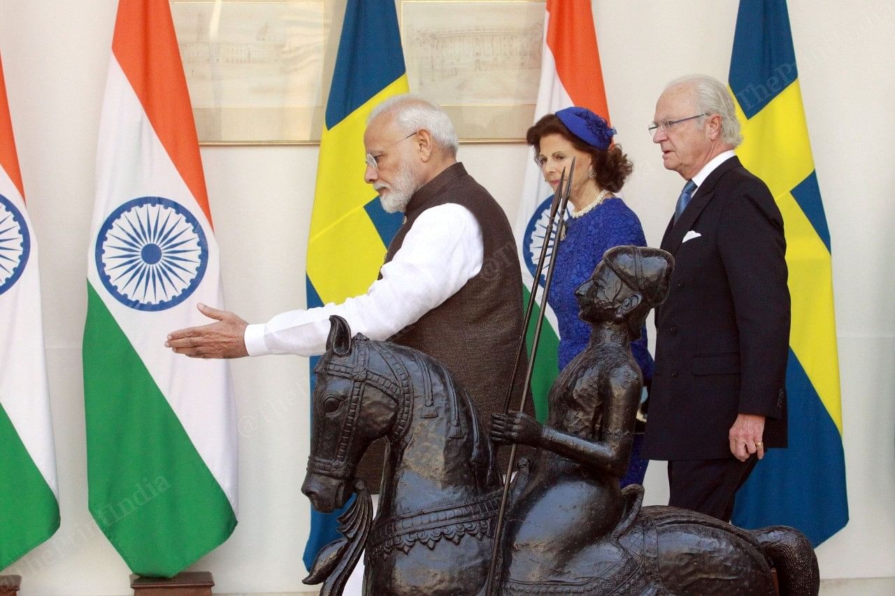 PM Narendra Modi with Queen Silvia, King Carl XVI Gustaf of Sweden at Rashtrapati Bhavan