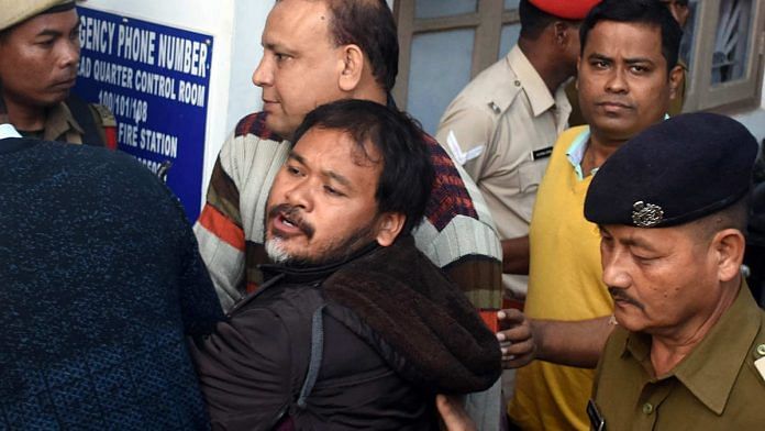 Akhil Gogoi being produced in an NIA court in Guwahati