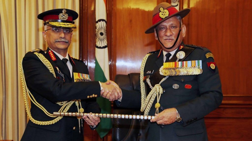 Outgoing Army Chief Bipin Rawat hands over the baton to Gen Manoj Mukund Naravane, who took over as the 28th Chief of Army Staff | Indian Army