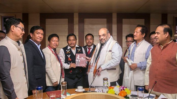 Home Minister Amit Shah during a meeting with various northeastern leaders on Citizenship Amendment Bill on 30 November