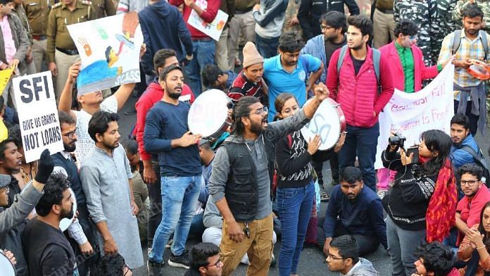JNU students have been protesting against a hostel fee hike since October 2019 | Suraj Singh Bisht | ThePrint