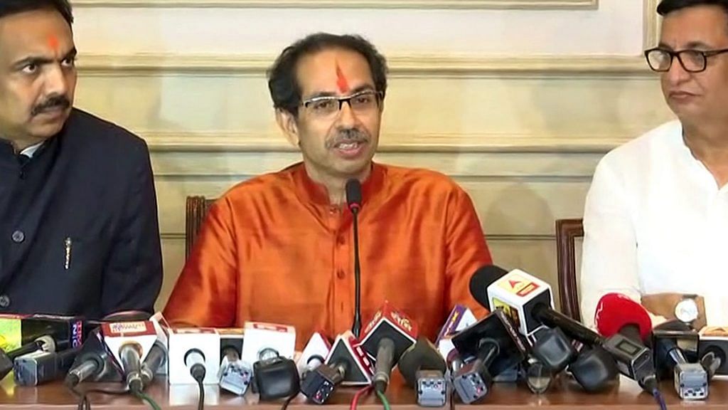 Maharashtra CM Uddhav Thackeray (centre) with cabinet ministers Jayant Patil of the NCP (left) and Balasaheb Thorat of the Congress | Photo: ANI