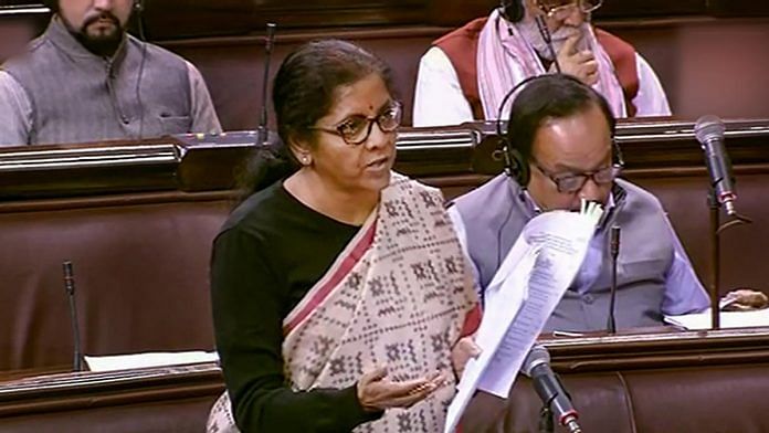 Nirmala Sitharaman speaks in the Rajya Sabha on 10 December